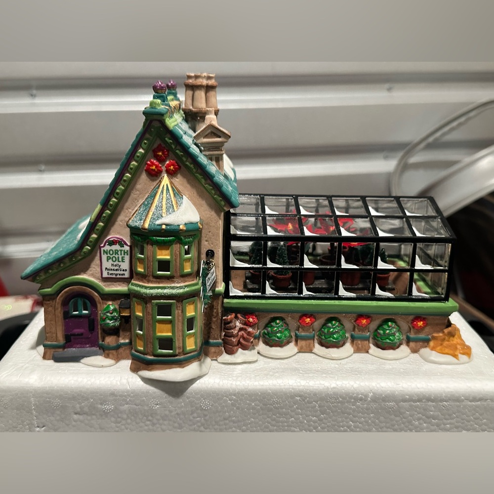 Department 56 Holiday Greenhouse with Red and Green Accents